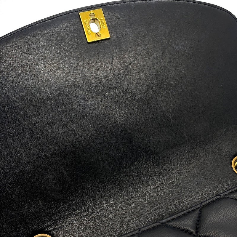 シャネル チェーンショルダーバッグ マトラッセ25 ココマーク ダイアナ ラムスキン A01165 CHANEL 黒