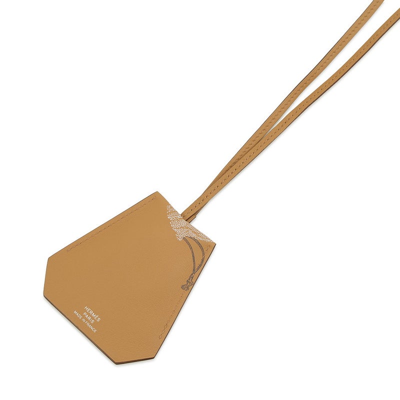 エルメス ロングネックレス クロシェット インアンドアウト ビスキュイ/シルバー金具 スイフト B刻印 キーリング付