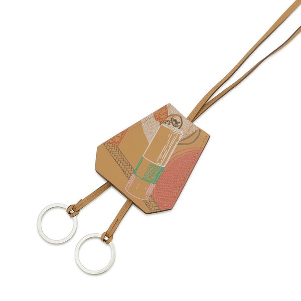 エルメス ロングネックレス クロシェット インアンドアウト ビスキュイ/シルバー金具 スイフト B刻印 キーリング付