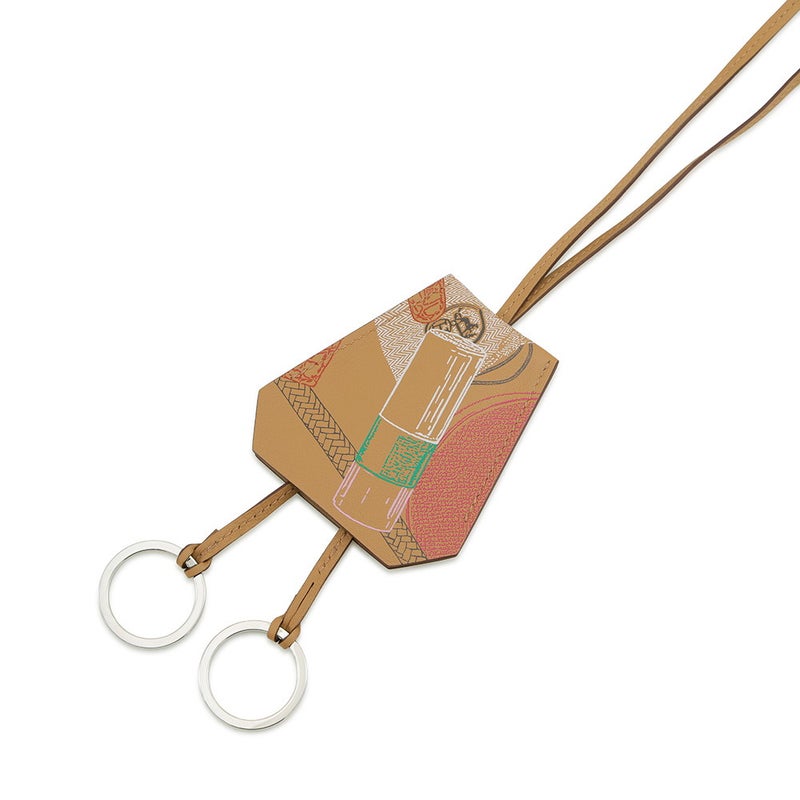 エルメス ロングネックレス クロシェット インアンドアウト ビスキュイ/シルバー金具 スイフト B刻印 キーリング付