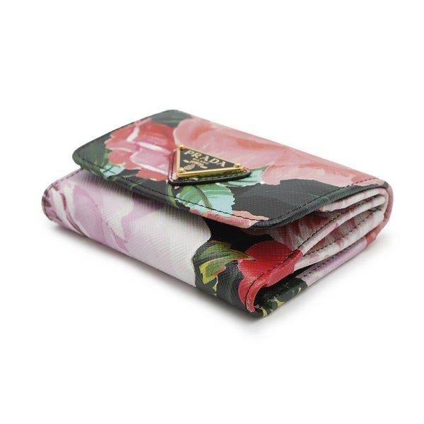 プラダ 三つ折り財布 花柄 レザー 1MH043 PRADA 財布 フラワー