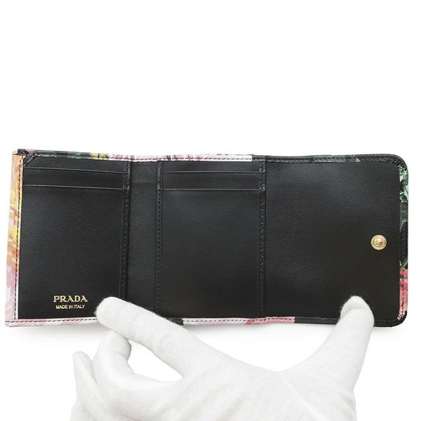 プラダ 三つ折り財布 花柄 レザー 1MH043 PRADA 財布 フラワー