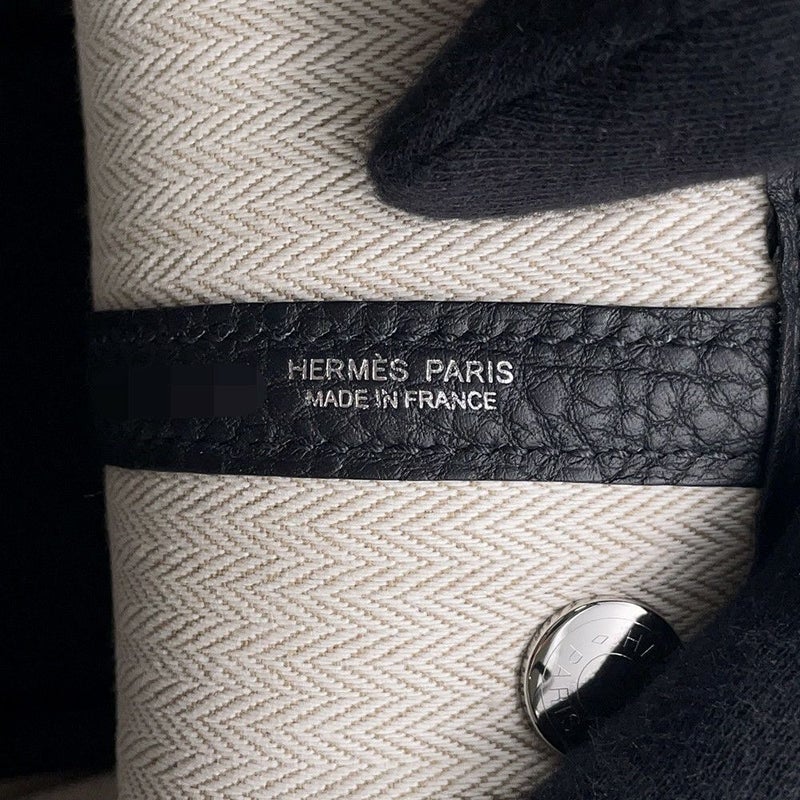 エルメス トートバッグ ネオ・ガーデン 23 ガーデンパーティ ブラック/シルバー金具 ネゴンダ K刻印 黒