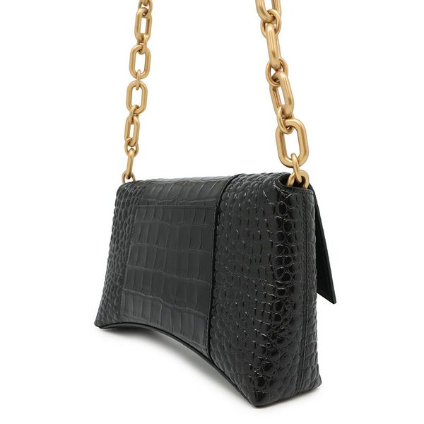 バレンシアガ チェーンショルダーバッグ ダウンタウン DOWNTOWN XS クロコ型押しレザー 689121 BALENCIAGA 黒