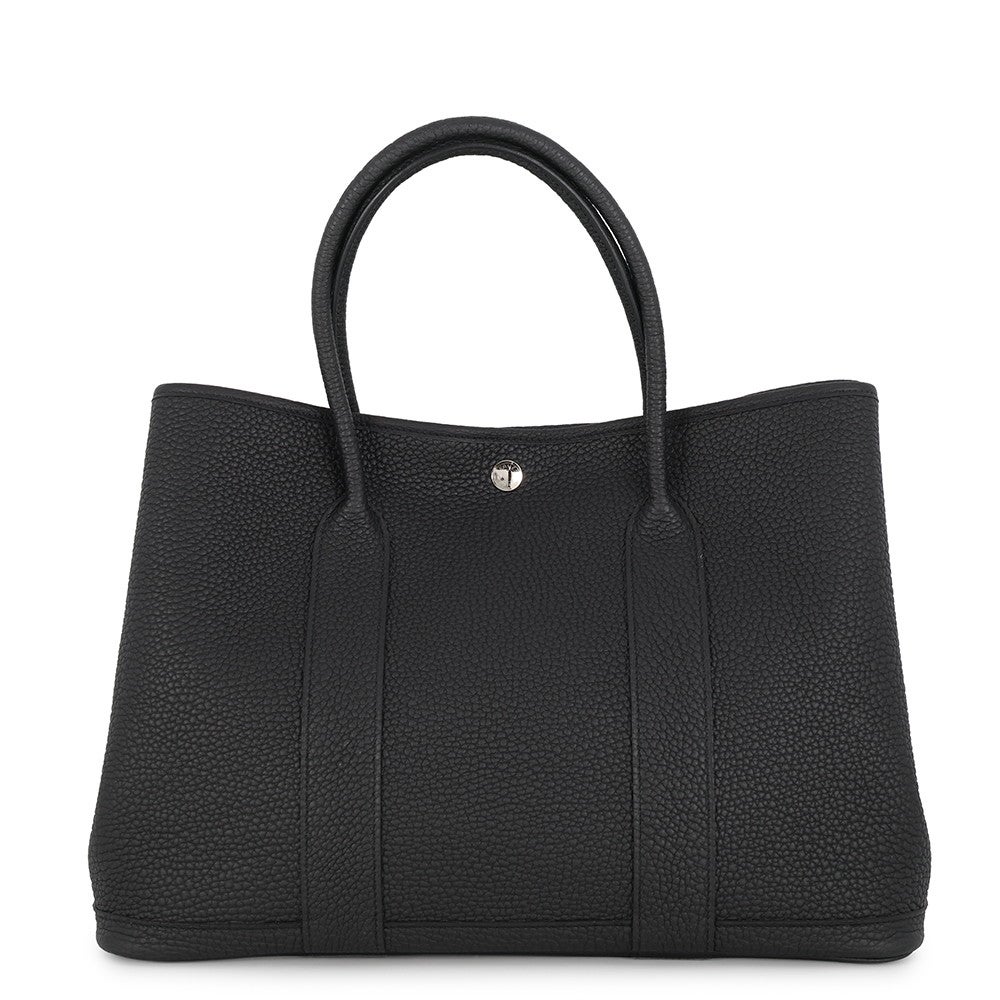 HERMES エルメス ガーデンパーティPM トートバッグ ブラック G刻印 エルメス トートバッグ ガーデンパーティPM ブラック/シルバー金具