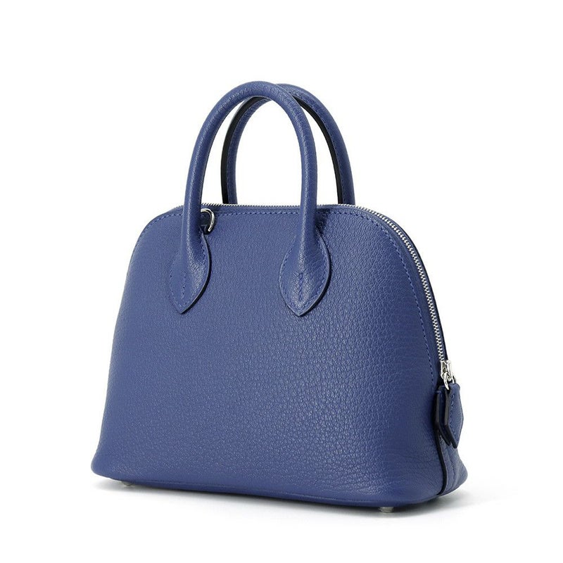 エルメス ボリード1923 ミニ ブルータイ/シルバー金具 シェブルミゾル K刻印 2wayショルダー シェーブル