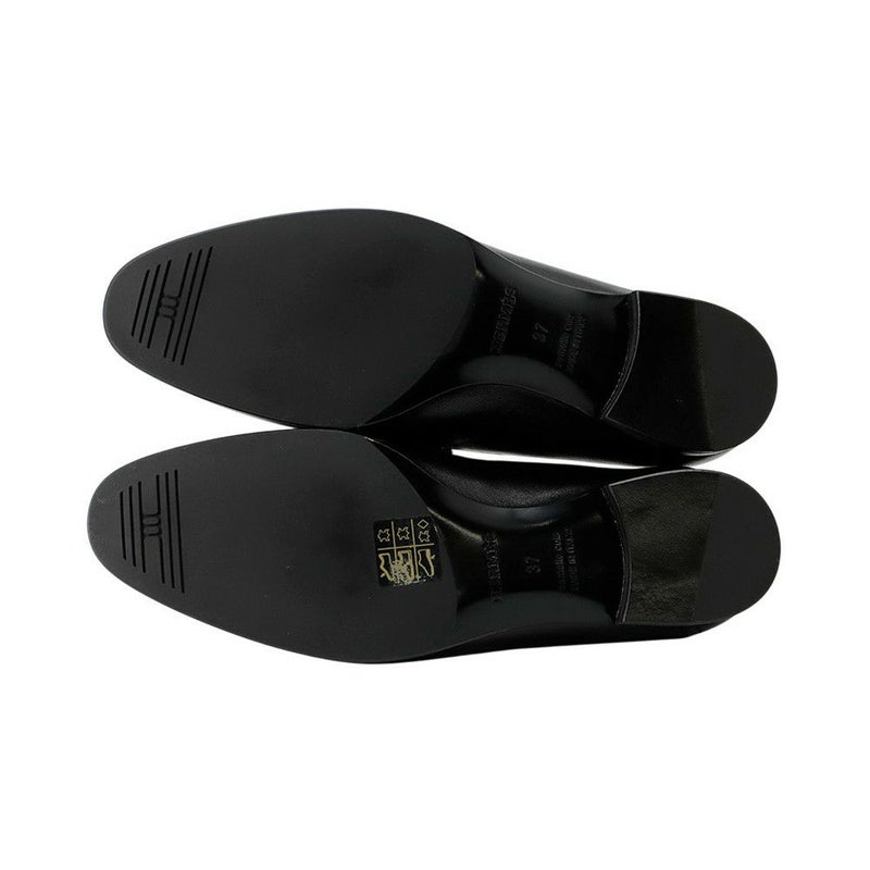 エルメス モカシン パリ ブラック/シルバー金具 レザー レディースサイズ37 HERMES 靴 黒