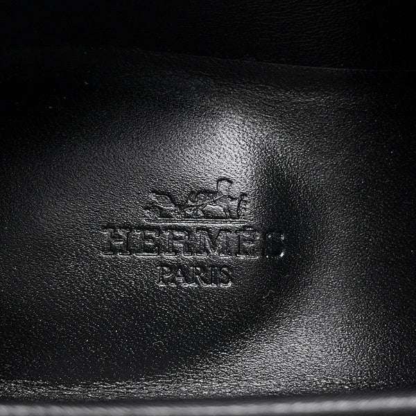 エルメス モカシン パリ ブラック/シルバー金具 レザー レディースサイズ37 HERMES 靴 黒