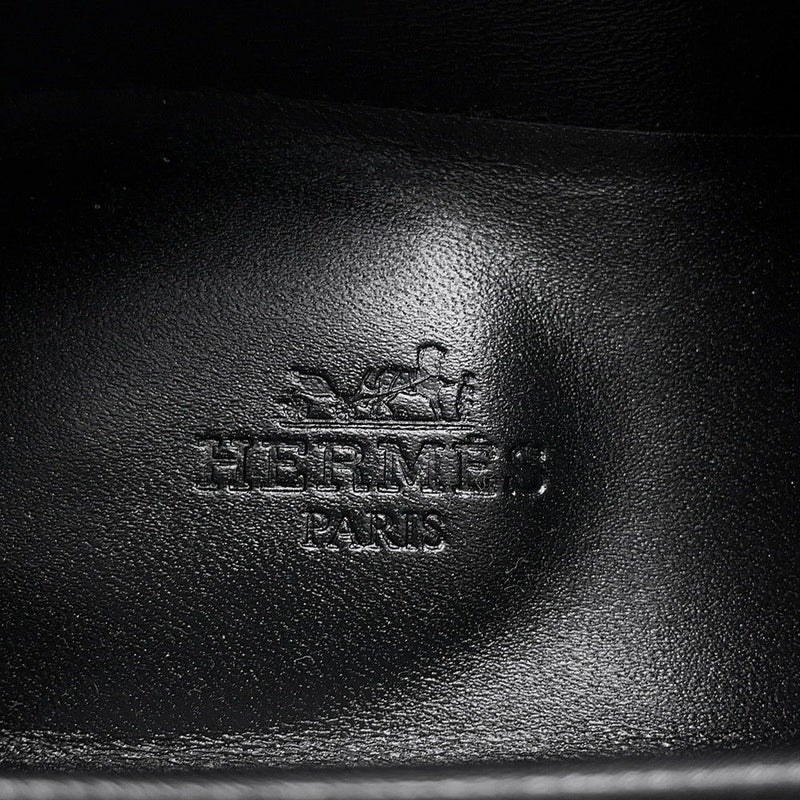 エルメス モカシン パリ ブラック/シルバー金具 レザー レディースサイズ37 HERMES 靴 黒