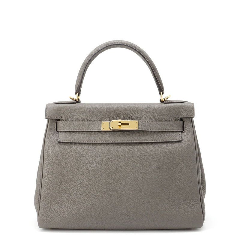 エルメス ハンドバッグ ケリー28 内縫い エタン/ゴールド金具 トゴ U刻印 HERMES Kelly 2wayバッグ