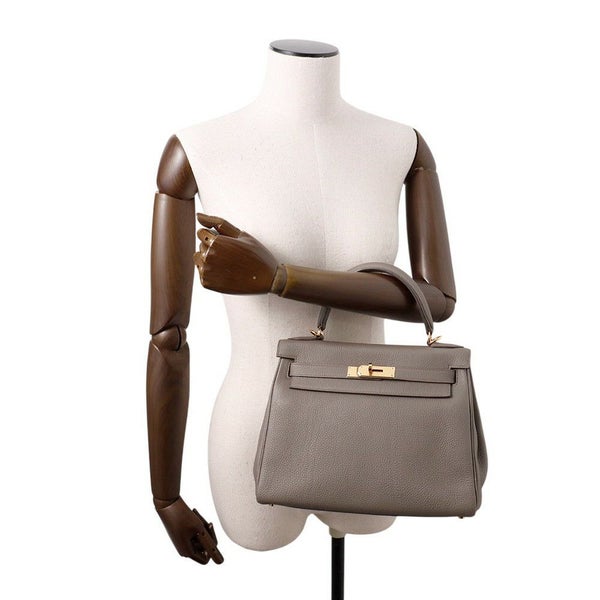 エルメス ハンドバッグ ケリー28 内縫い エタン/ゴールド金具 トゴ U刻印 HERMES Kelly 2wayバッグ