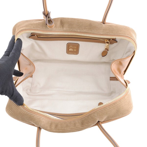 ミュウミュウ ハンドバッグ ボー ラージ コーデュロイ レザー 5BB163 Miu Miu バッグ
