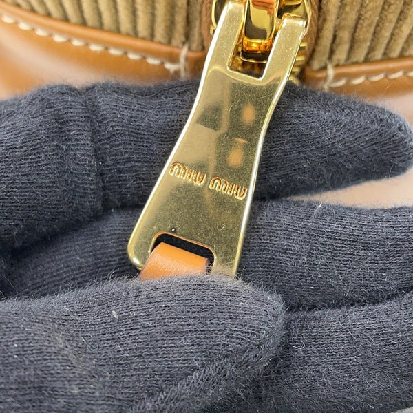 ミュウミュウ ハンドバッグ ボー ラージ コーデュロイ レザー 5BB163 Miu Miu バッグ