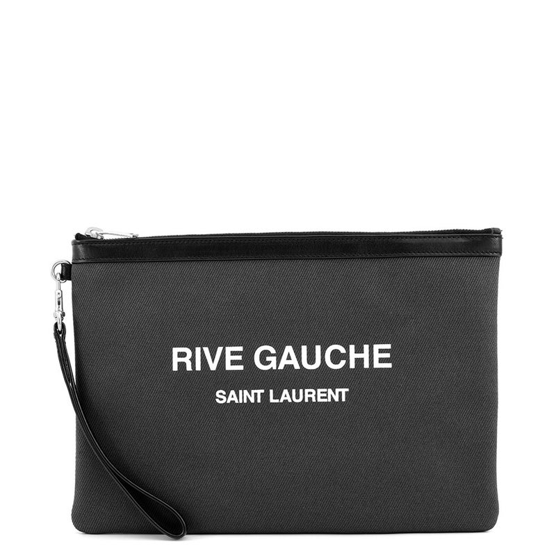 サンローランパリ クラッチバッグ リヴ ゴーシュ キャンバス/レザー 581369 SAINT LAURENT PARIS 黒