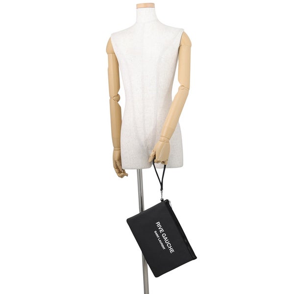 サンローランパリ クラッチバッグ リヴ ゴーシュ キャンバス/レザー 581369 SAINT LAURENT PARIS 黒