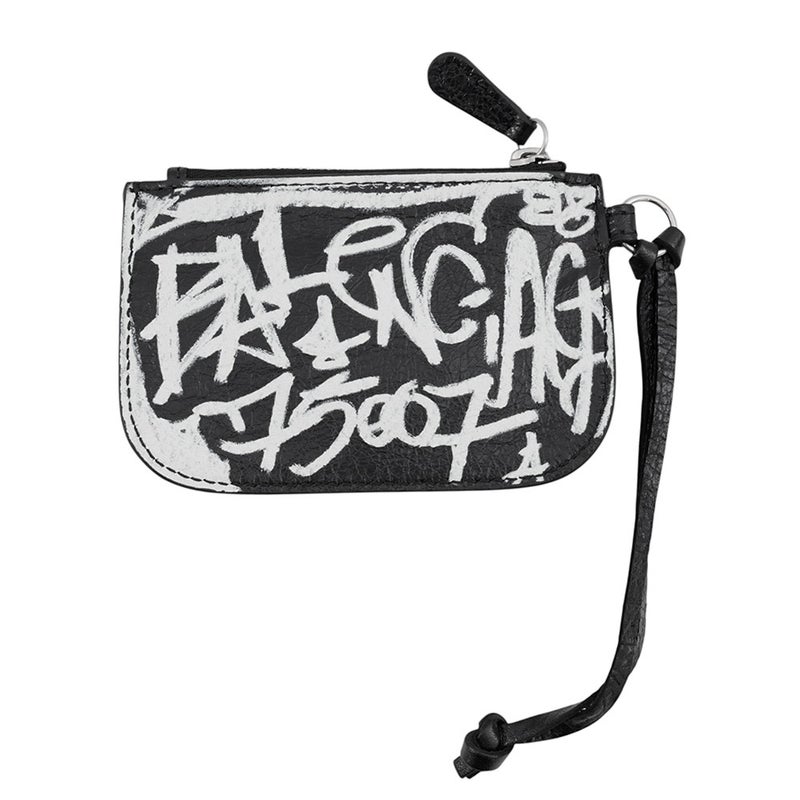 バレンシアガ コインケース ルカゴール グラフィティ Le Cagole 776769 BALENCIAGA 小銭入れ 黒 白
