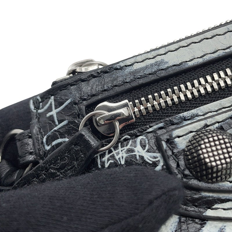 バレンシアガ コインケース ルカゴール グラフィティ Le Cagole 776769 BALENCIAGA 小銭入れ 黒 白