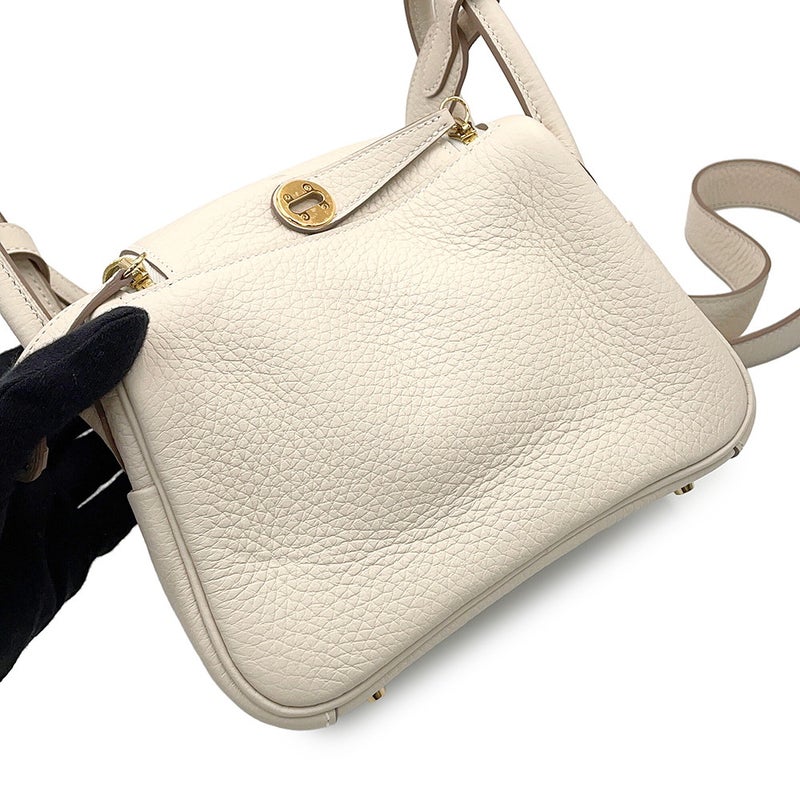 エルメス ハンドバッグ リンディ ミニ クレ/ゴールド金具 トリヨンクレマンス G刻印 HERMES 2wayショルダーバッグ