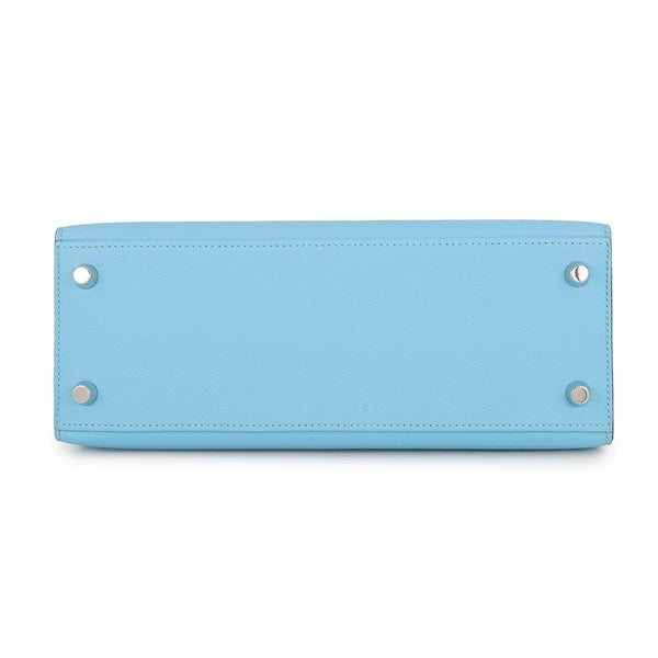 エルメス ハンドバッグ ケリー25 外縫い セレスト/シルバー金具 エプソン B刻印 HERMES Kelly 2wayバッグ