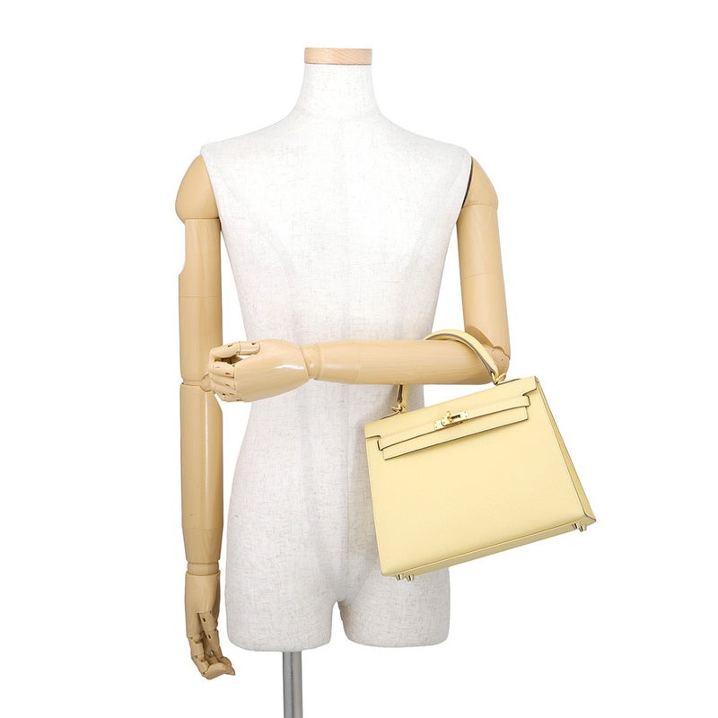 エルメス ハンドバッグ ケリー25 外縫い ジョーヌプッサン/ゴールド金具 エプソン T刻印 HERMES Kelly 2wayバッグ
