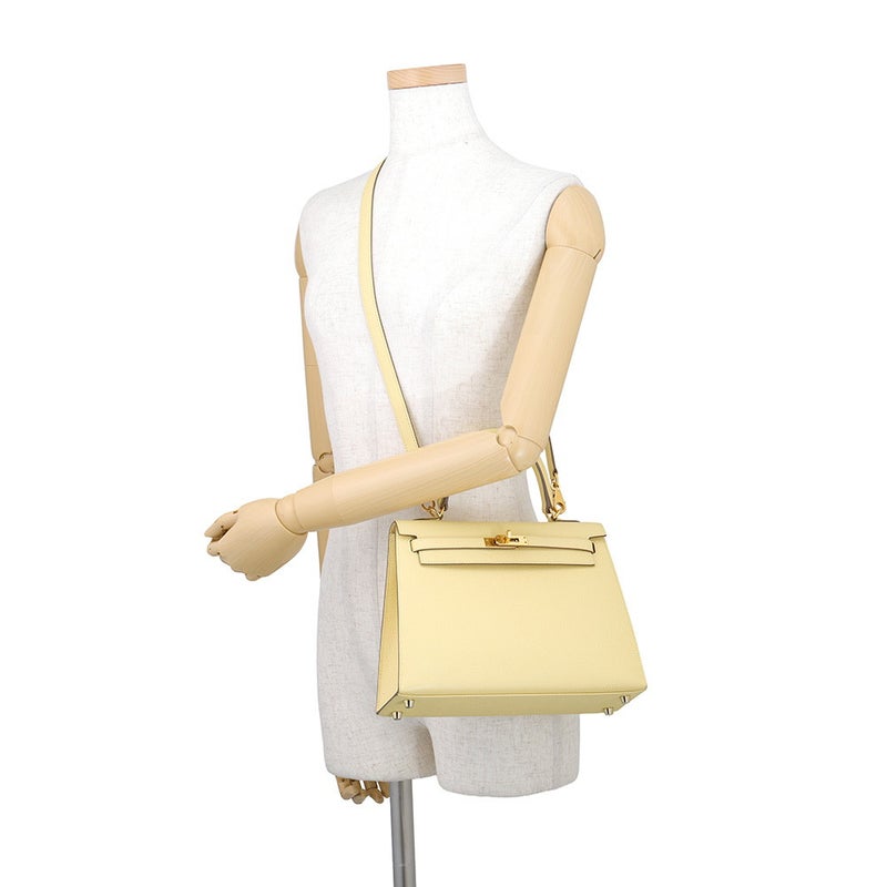 エルメス ハンドバッグ ケリー25 外縫い ジョーヌプッサン/ゴールド金具 エプソン T刻印 HERMES Kelly 2wayバッグ