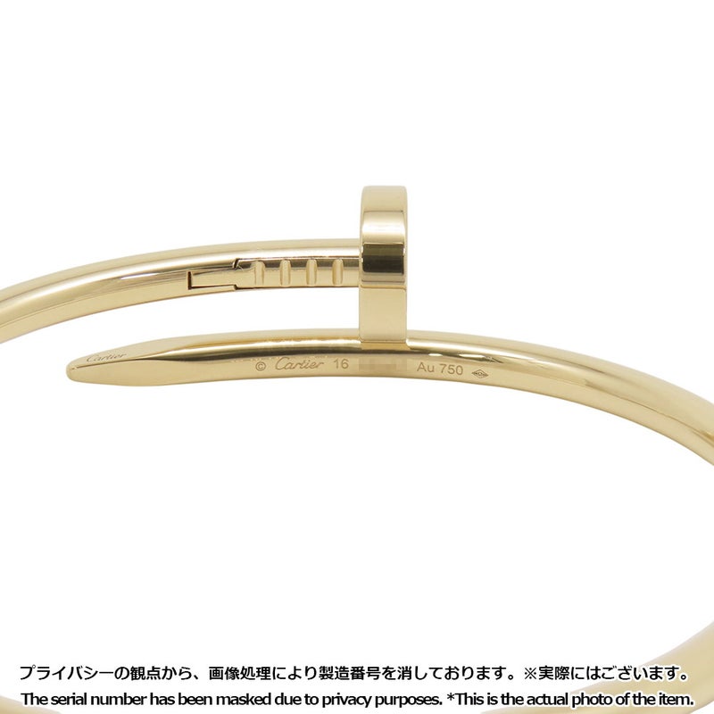 カルティエ ブレスレット ジュスト アン クル クラシックモデル K18YGイエローゴールド サイズ16 B6048216/B6048200 バングル