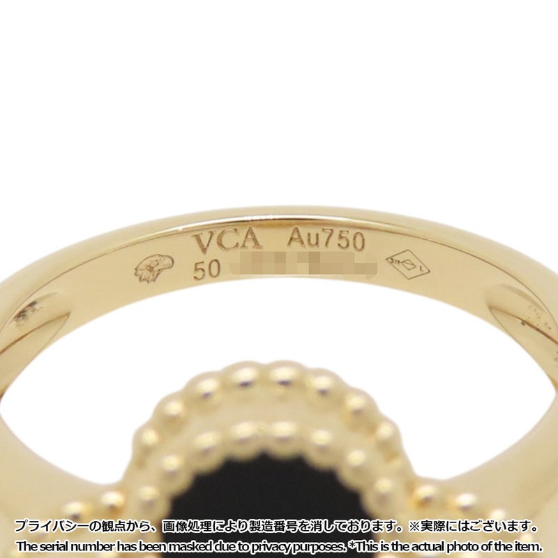 ヴァンクリ リング ヴィンテージ アルハンブラ オニキス/ダイヤ 1P 0.05ct K18YG サイズ50 VCARA41000 指輪