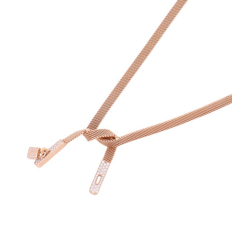 エルメス ネックレス ケリー・ガヴロッシュ ダイヤモンド 88P 計0.95ct K18PGピンクゴールド サイズST HERMES ジュエリー