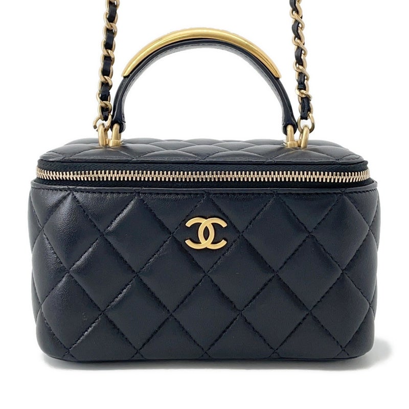 シャネル チェーンショルダーバッグ マトラッセ ココマーク ヴァニティケース ラムスキン AP2199 CHANEL 黒 バニティ