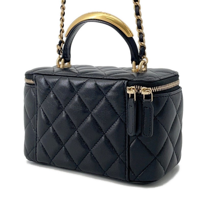 シャネル チェーンショルダーバッグ マトラッセ ココマーク ヴァニティケース ラムスキン AP2199 CHANEL 黒 バニティ