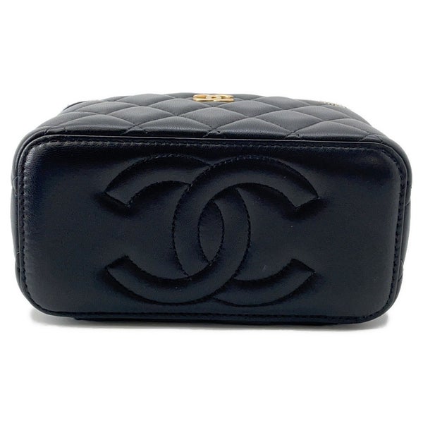 シャネル チェーンショルダーバッグ マトラッセ ココマーク ヴァニティケース ラムスキン AP2199 CHANEL 黒 バニティ