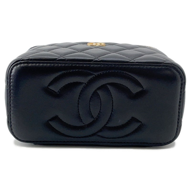 シャネル チェーンショルダーバッグ マトラッセ ココマーク ヴァニティケース ラムスキン AP2199 CHANEL 黒 バニティ
