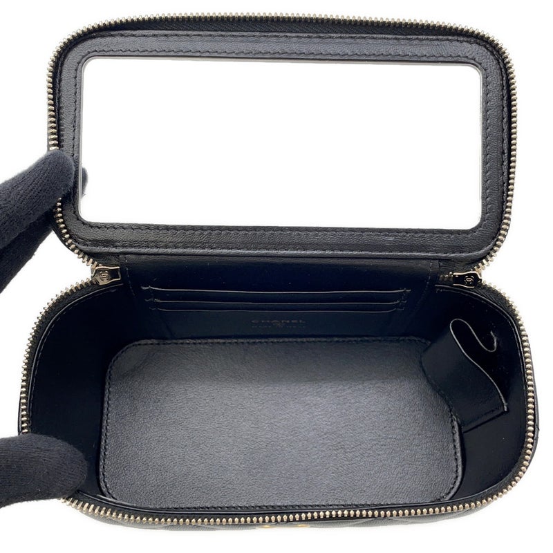 シャネル チェーンショルダーバッグ マトラッセ ココマーク ヴァニティケース ラムスキン AP2199 CHANEL 黒 バニティ