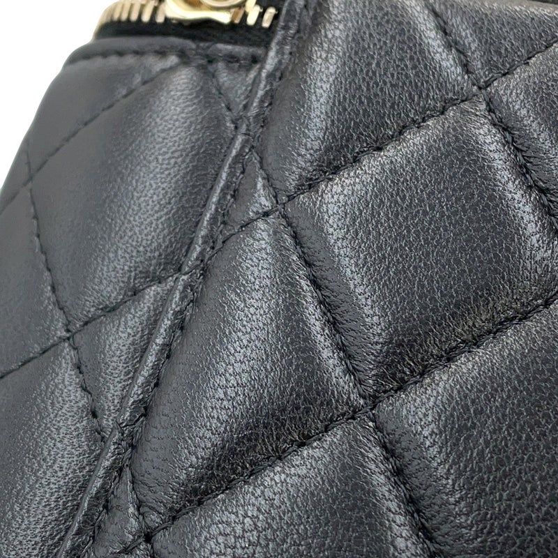 シャネル チェーンショルダーバッグ マトラッセ ココマーク ヴァニティケース ラムスキン AP2199 CHANEL 黒 バニティ