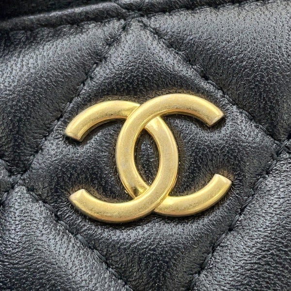 シャネル チェーンショルダーバッグ マトラッセ ココマーク ヴァニティケース ラムスキン AP2199 CHANEL 黒 バニティ