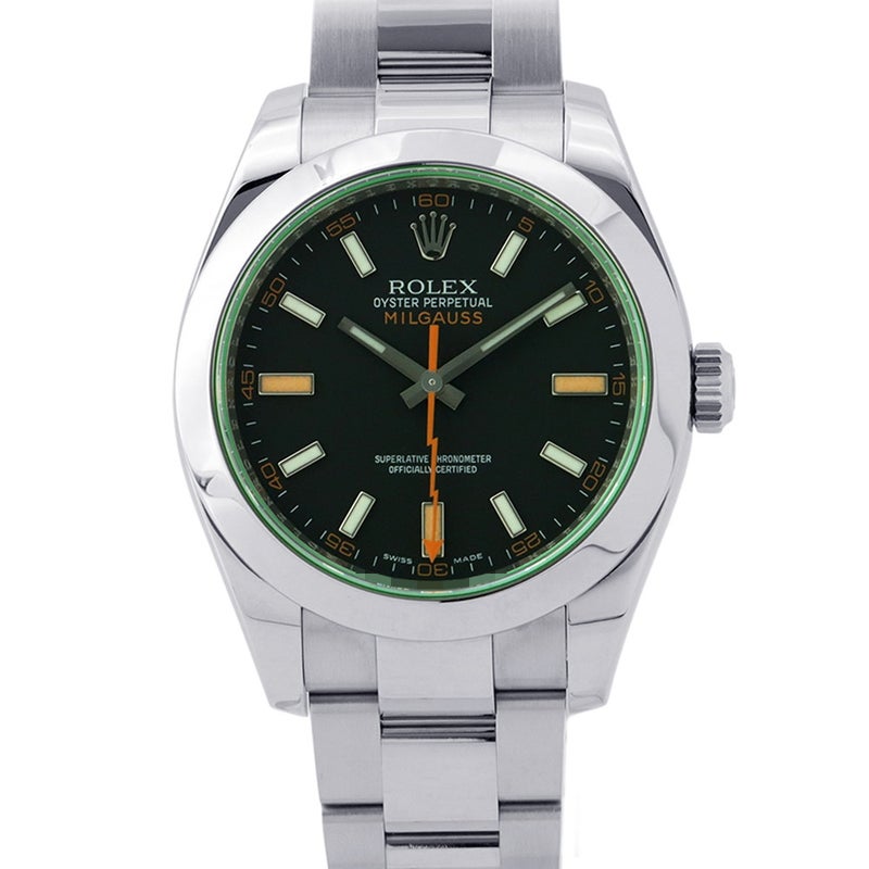 ロレックス ミルガウス グリーンガラス V番 116400GV ROLEX 腕時計 黒文字盤