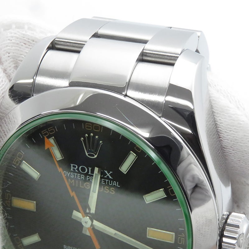 ロレックス ミルガウス グリーンガラス V番 116400GV ROLEX 腕時計 黒文字盤