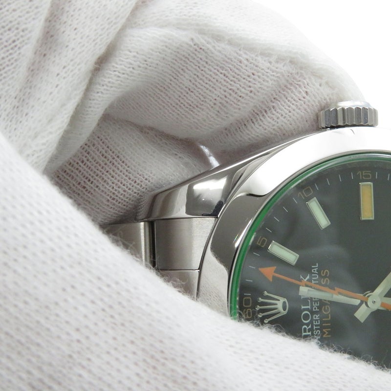 ロレックス ミルガウス グリーンガラス V番 116400GV ROLEX 腕時計 黒文字盤