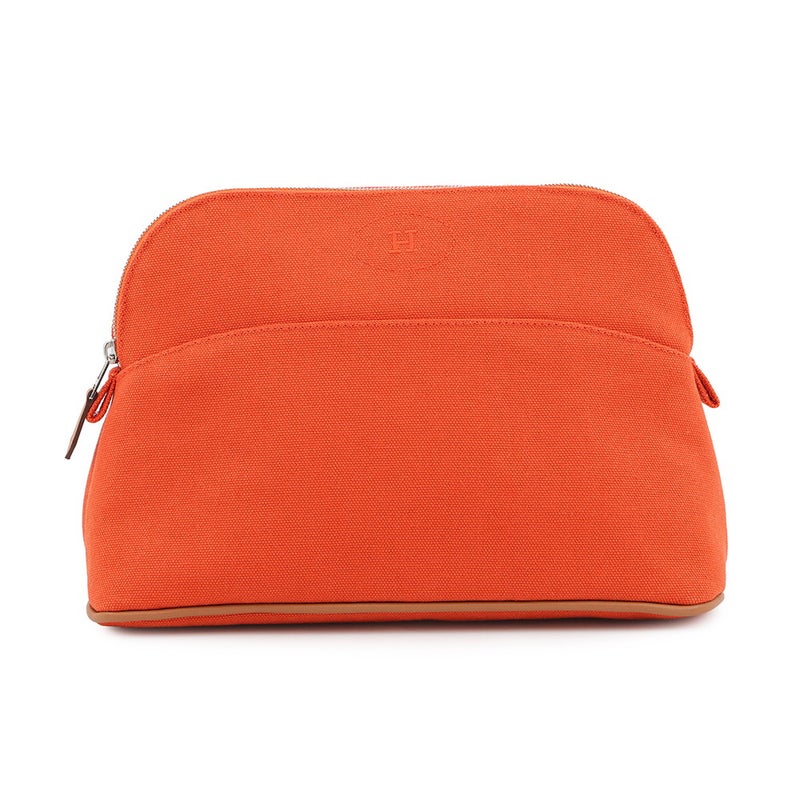 エルメス ポーチ ボリードポーチMM オランジュ・フー/シルバー金具 キャンバス HERMES 化粧ポーチ 小物入れ