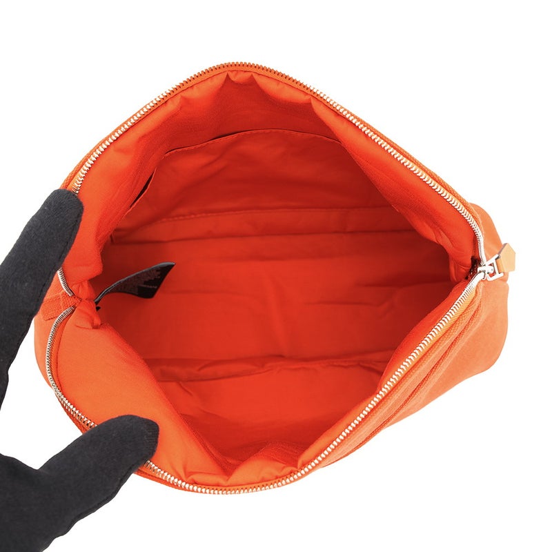 エルメス ポーチ ボリードポーチMM オランジュ・フー/シルバー金具 キャンバス HERMES 化粧ポーチ 小物入れ