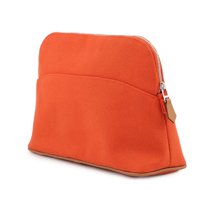 エルメス ポーチ ボリードポーチMM オランジュ・フー/シルバー金具 キャンバス HERMES 化粧ポーチ 小物入れ