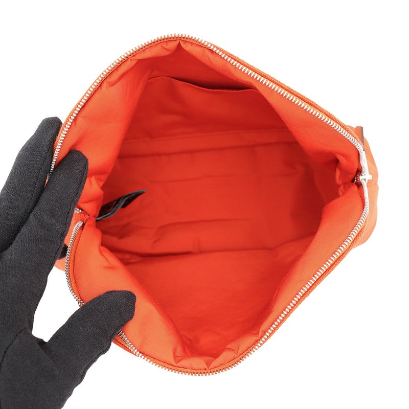 エルメス ポーチ ボリードポーチMM オランジュ・フー/シルバー金具 キャンバス HERMES 化粧ポーチ 小物入れ