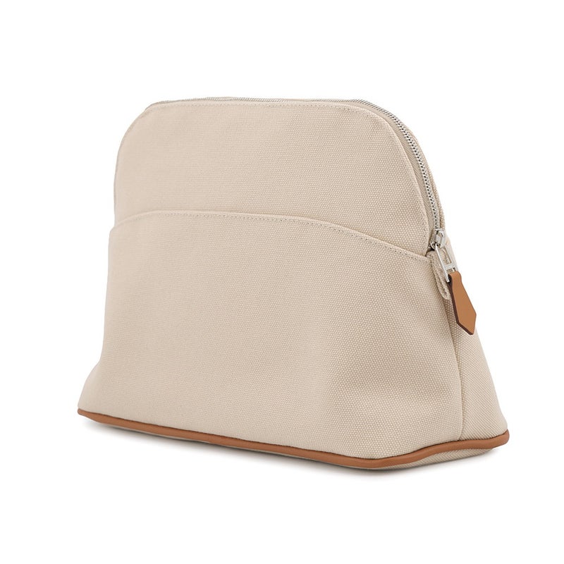 エルメス ポーチ ボリードポーチMM ナチュラル/シルバー金具 キャンバス HERMES 化粧ポーチ 小物入れ