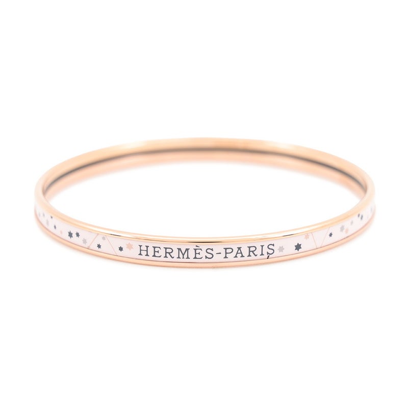 エルメス ブレスレット エナメル バングル 十二星座 ローズプードル/ピンクゴールド金具 HERMES アクセサリー