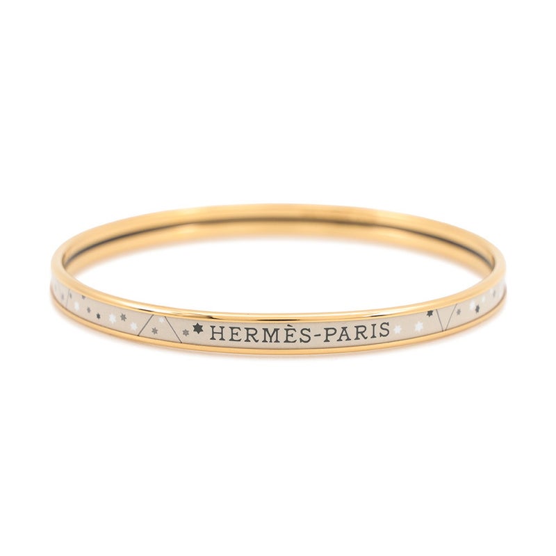 エルメス ブレスレット エナメル バングル 十二星座 ベージュ・ラン/ゴールド金具 HERMES アクセサリー