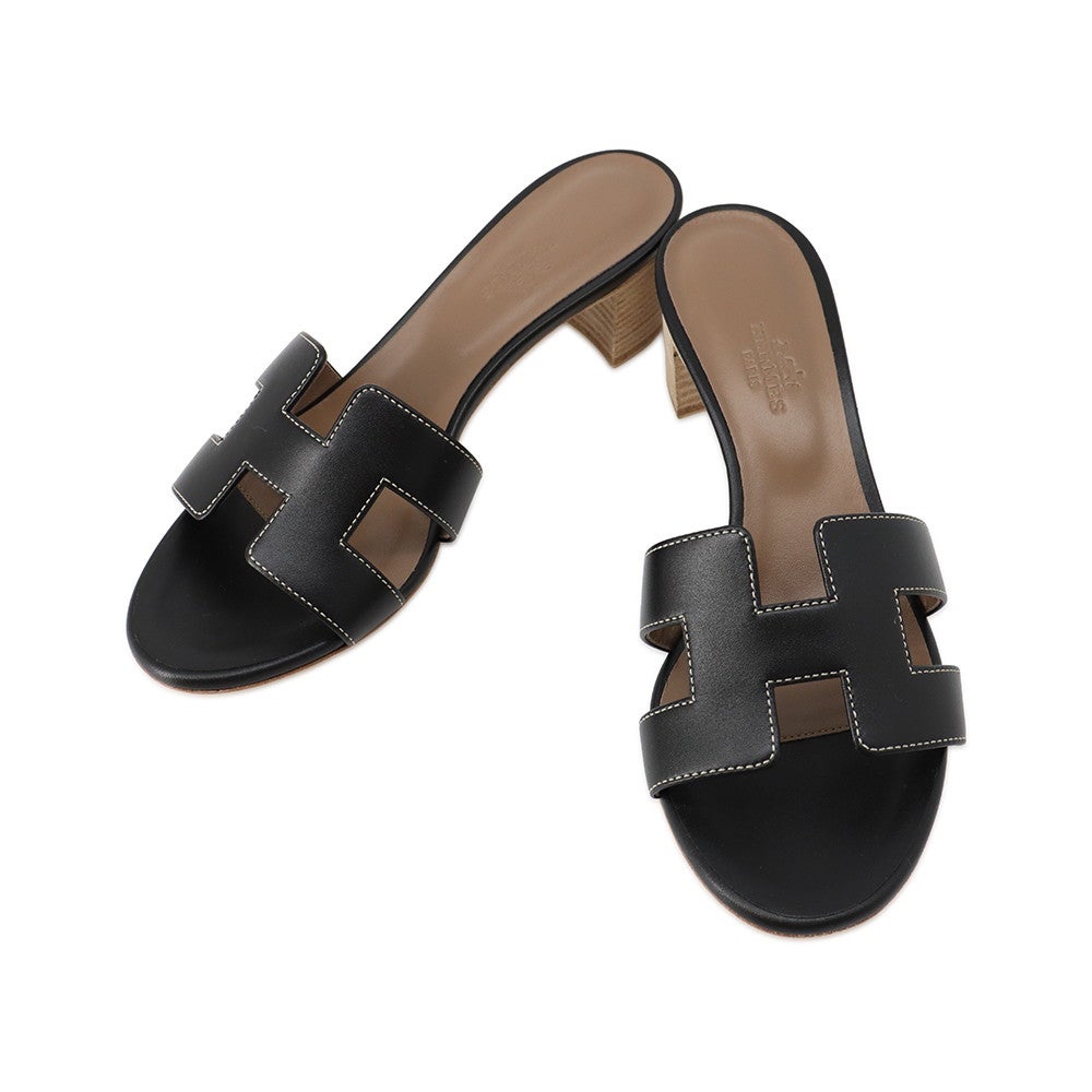 値下げしました✨【新品未使用エルメス　サンダル　オアジス黒スタッズ付き36サイズ エルメス サンダル オアジス Oasis カーフレザー レディースサイズ36
