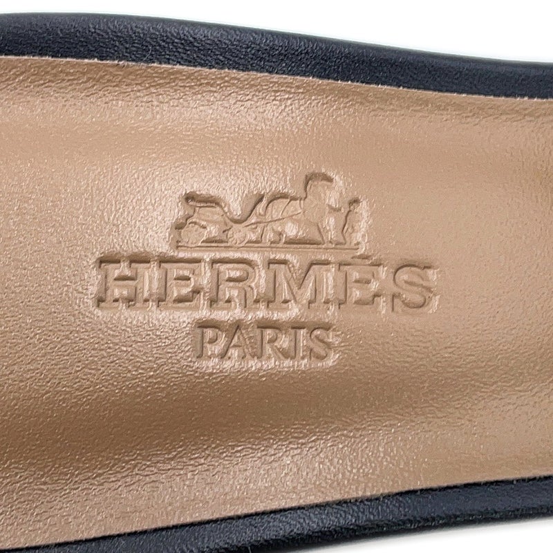 エルメス サンダル オアジス Oasis カーフレザー レディースサイズ36 HERMES 靴 黒 ブラック