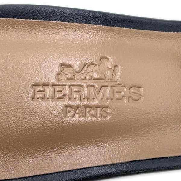 エルメス サンダル オアジス Oasis カーフレザー レディースサイズ36 HERMES 靴 黒 ブラック