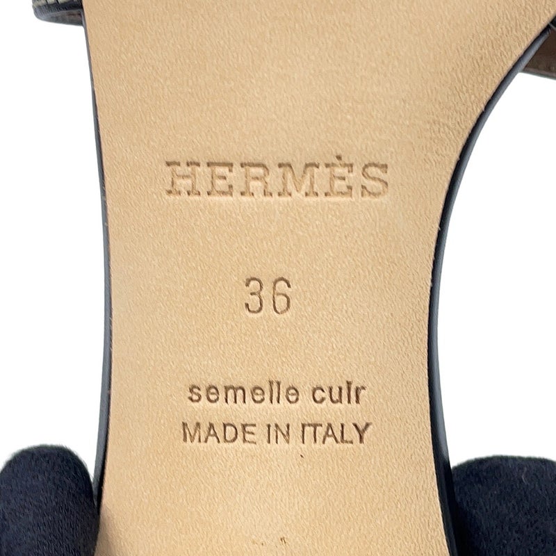 エルメス サンダル オアジス Oasis カーフレザー レディースサイズ36 HERMES 靴 黒 ブラック