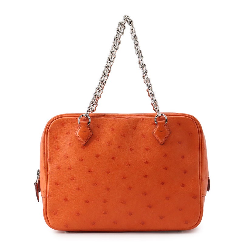エルメス ハンドバッグ プリュム ミニ タンジェリン/シルバー金具 オーストリッチ W刻印 HERMES バッグ